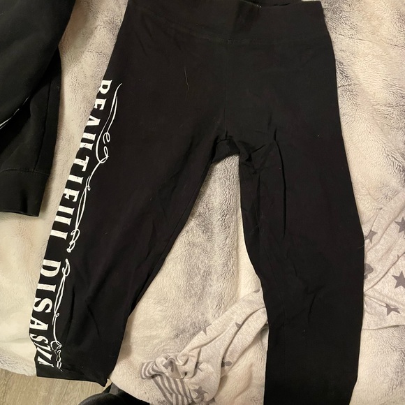 Other - Beautiful Disaster leggings and zip up hood jacket size medium.Jacket super warm